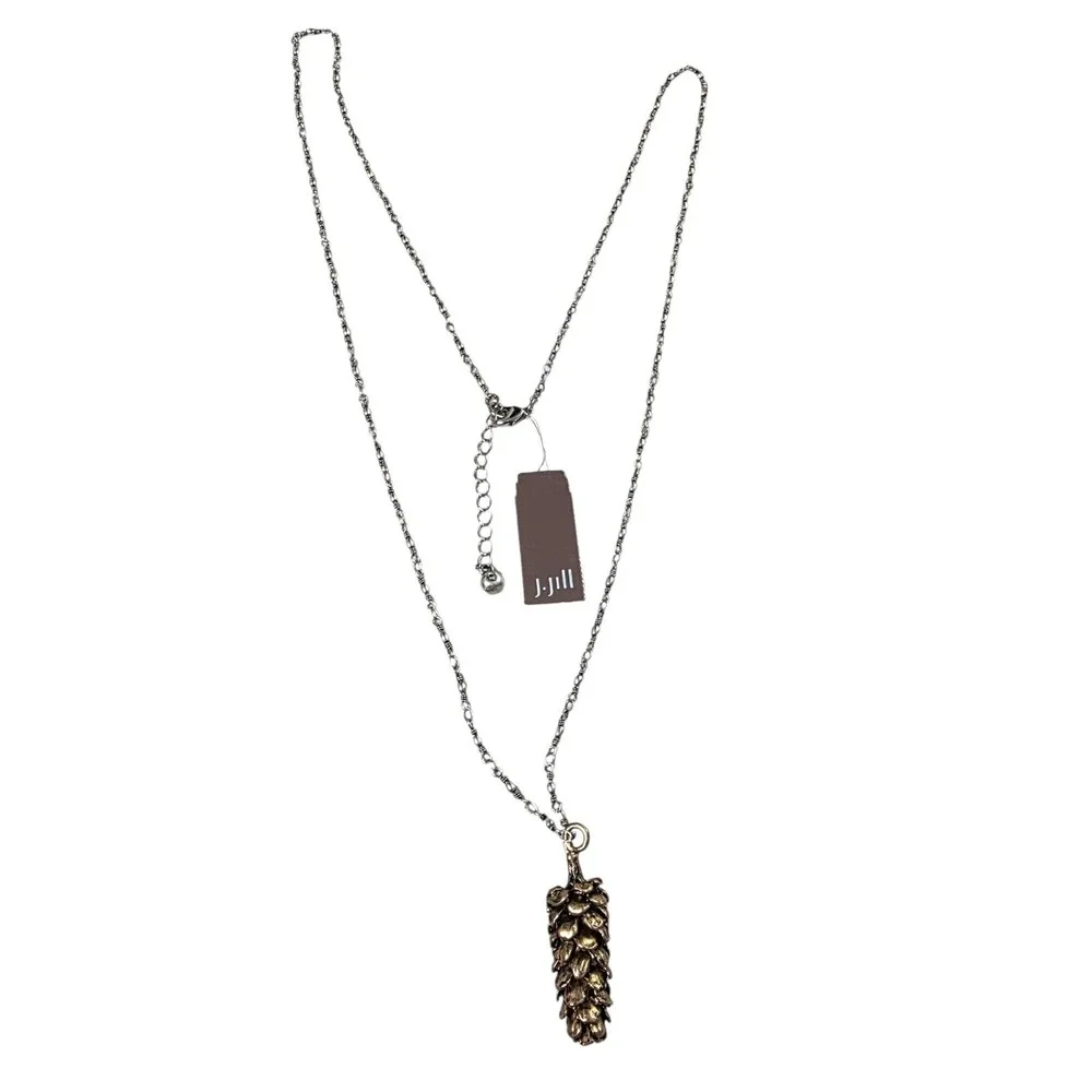 J‎ Jill Pinecone Pendant Necklace Mixed Metal Nature Fall Gorpcore Boho